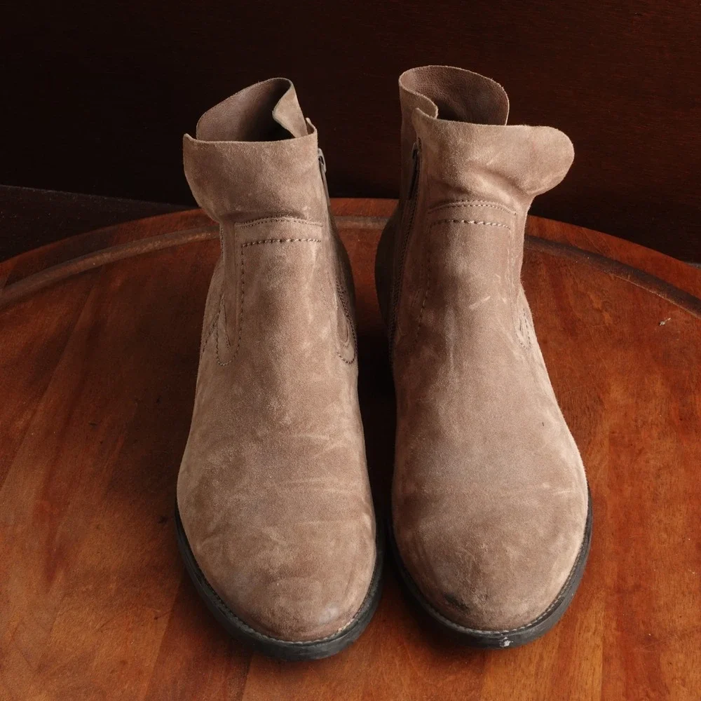Paul Green Boots Womens SZ UK 6 US 8.5 Brown Boston Suede Coastal Cowgirl Ankle